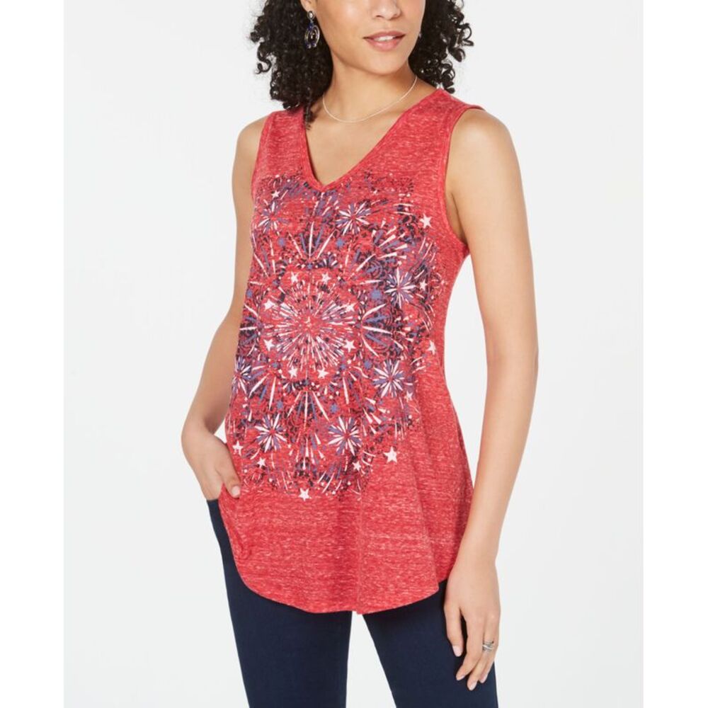 Style & Co Petite Firework Graphic Print Tank Top